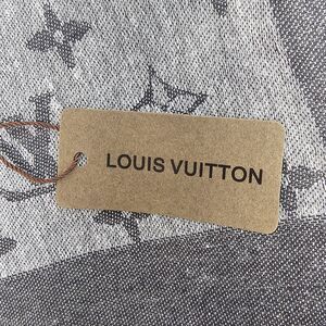 Louis Vuitton Silk/Wool Monogram Scarf Shawl Stole Black/Gray Made in Italy